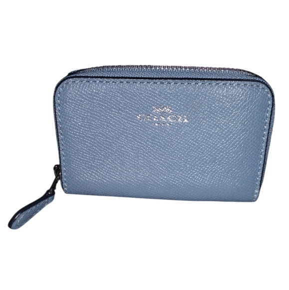 Coach Handbags - Coach Sky Blue Leather Zip Wallet EUC